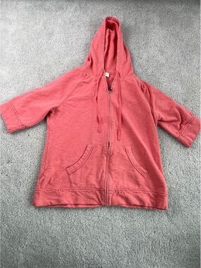 Ann Taylor LOFT Coral Pink Zip-Up Hoodie Sweatshirt